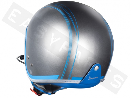 Helmet Jet VESPA Elettrica Tech Chrome/Blue Bluetooth Communication